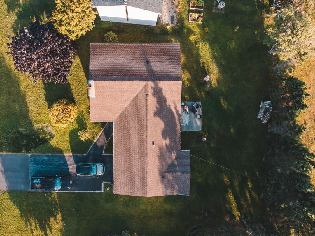 aerial view of a residential property